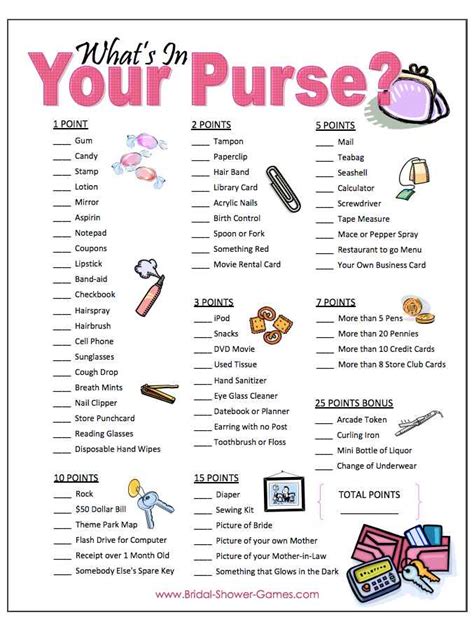 bridal shower games reddit|Printable “What’s In Your Purse” Game .